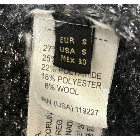 Massimo Dutti Open Knit Sweater Gray Gold Metallic Crew Neck Alpaca Wool - Small - Picture 5 of 7